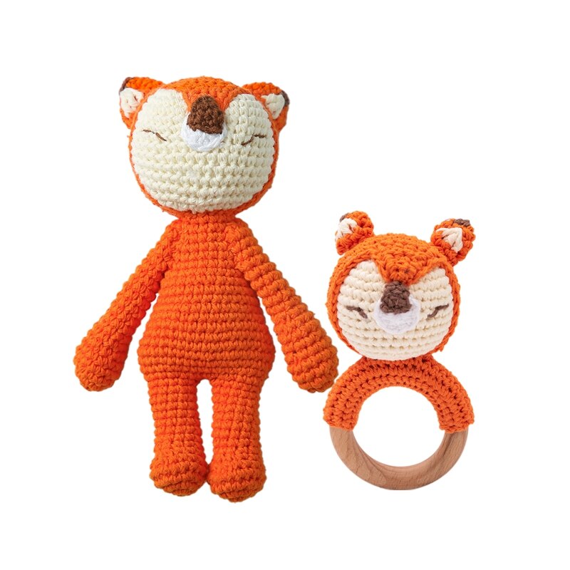 Wooden Rattle & Crochet Animal Teether